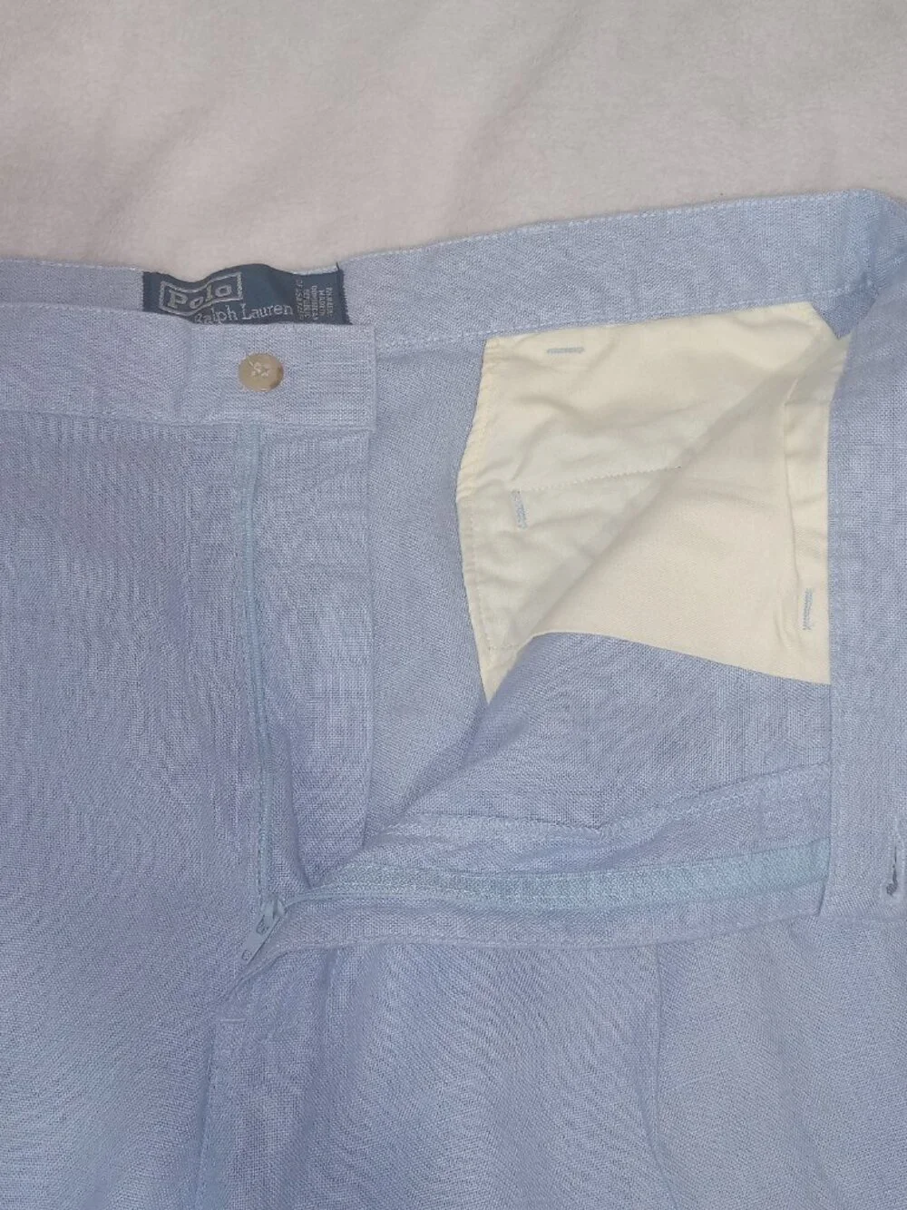 Vintage Polo Ralph Lauren Tyler Linen Shorts Men 38 Blue Pleated 100% Linen 90s